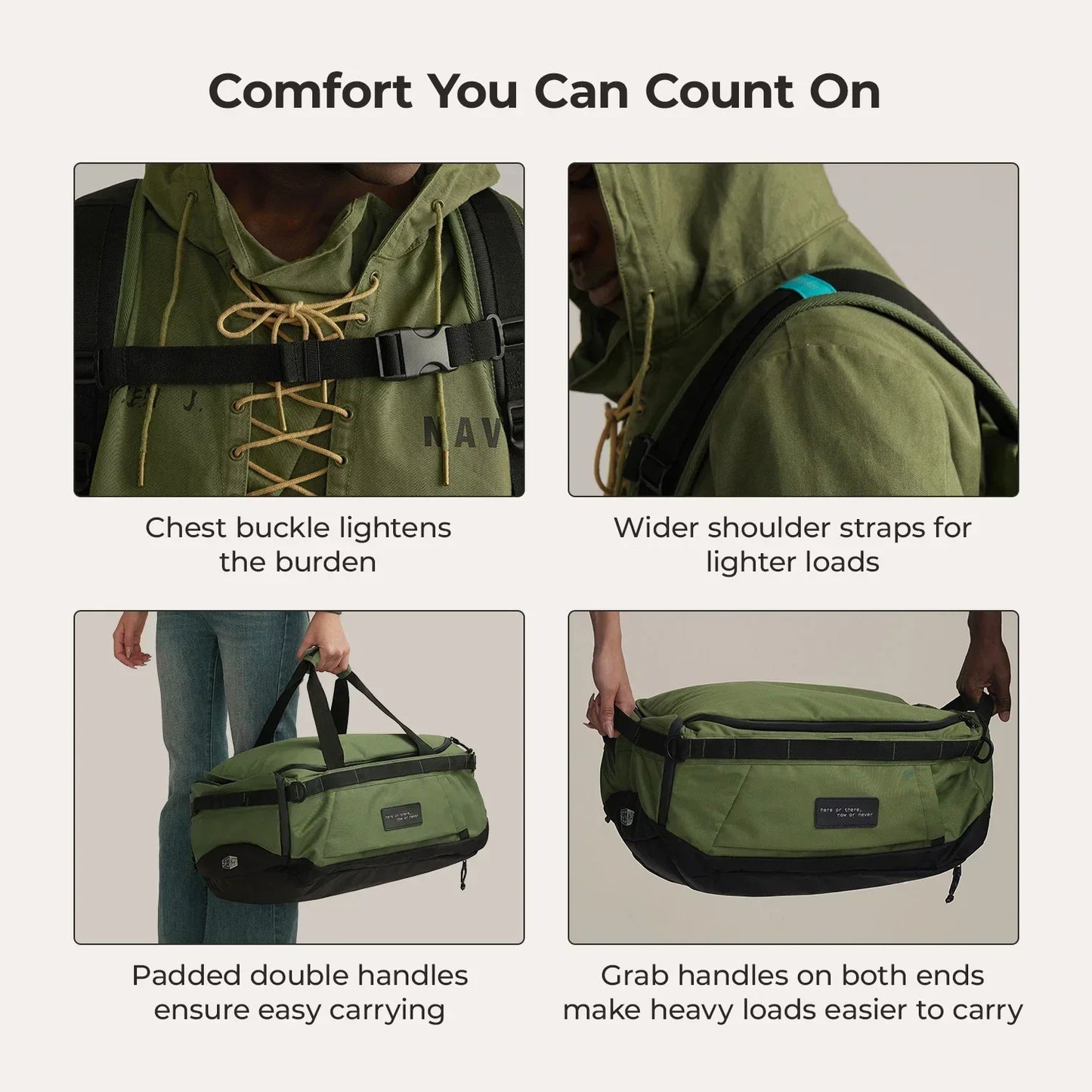 Paz 43L Carry On Travel Duffle Backpack