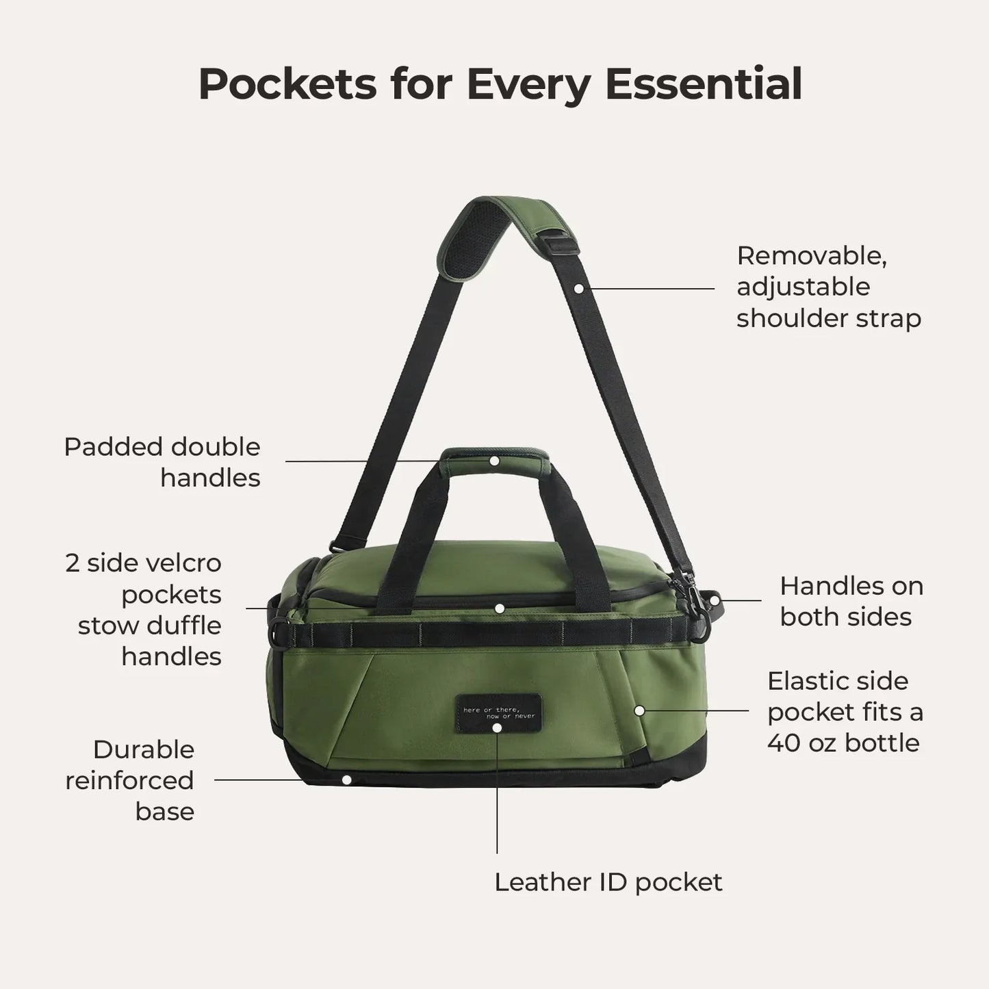 Paz 43L Carry On Travel Duffle Backpack