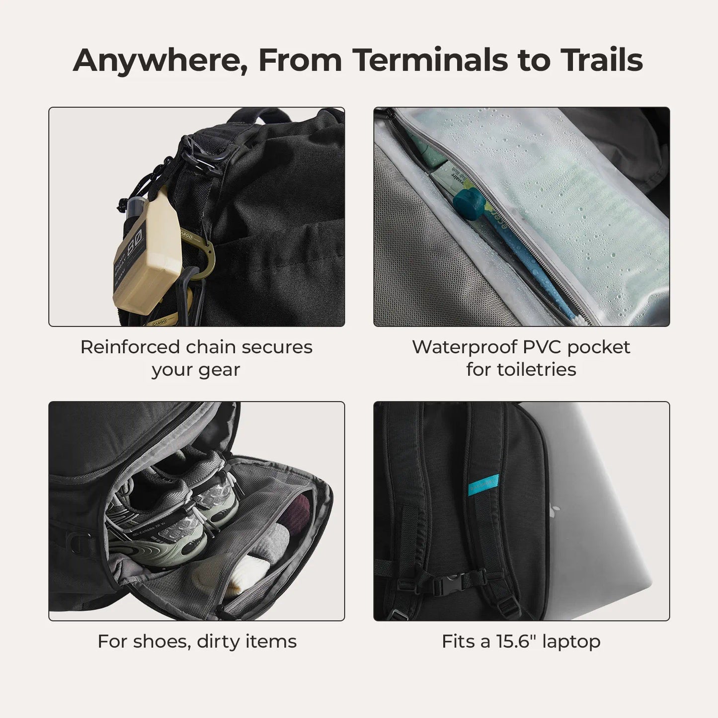 Paz 43L Carry On Travel Duffle Backpack