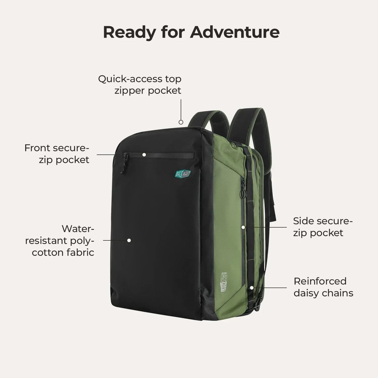 Paz 43L Carry On Travel Duffle Backpack