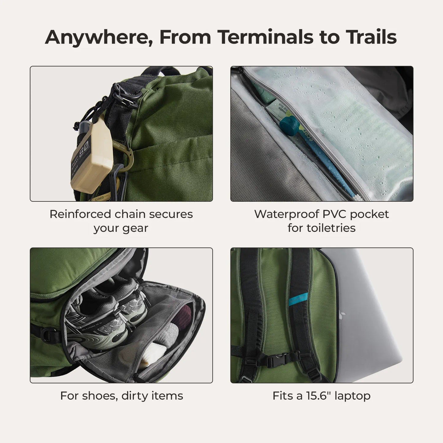 Paz 43L Carry On Travel Duffle Backpack