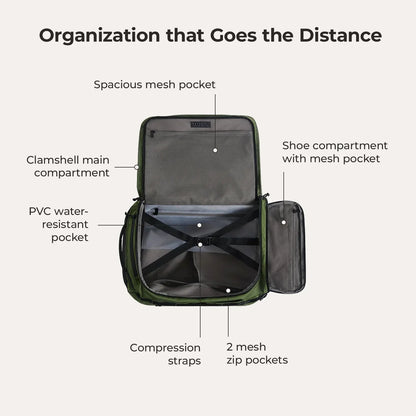 Paz 43L Carry On Travel Duffle Backpack
