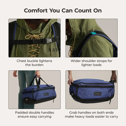 Paz 43L Carry On Travel Duffle Backpack