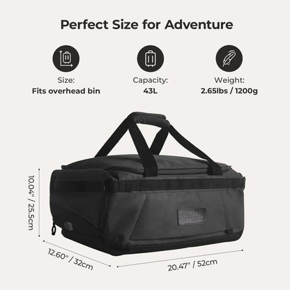Paz 43L Carry On Travel Duffle Backpack