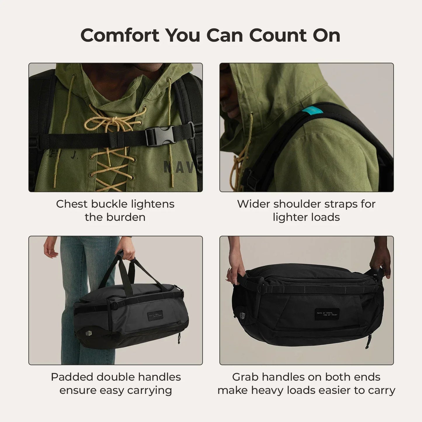 Paz 43L Carry On Travel Duffle Backpack