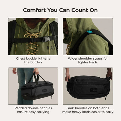 Paz 43L Carry On Travel Duffle Backpack