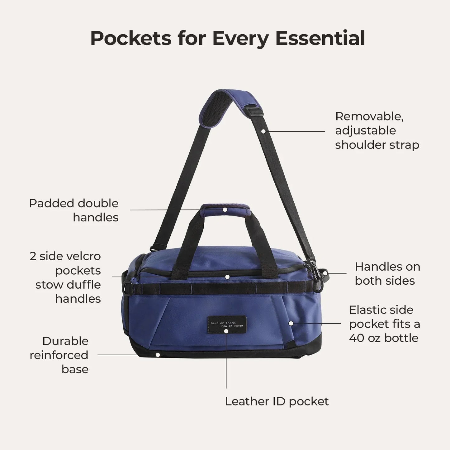 Paz 43L Carry On Travel Duffle Backpack