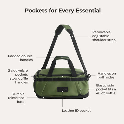 Paz 43L Carry On Travel Duffle Backpack
